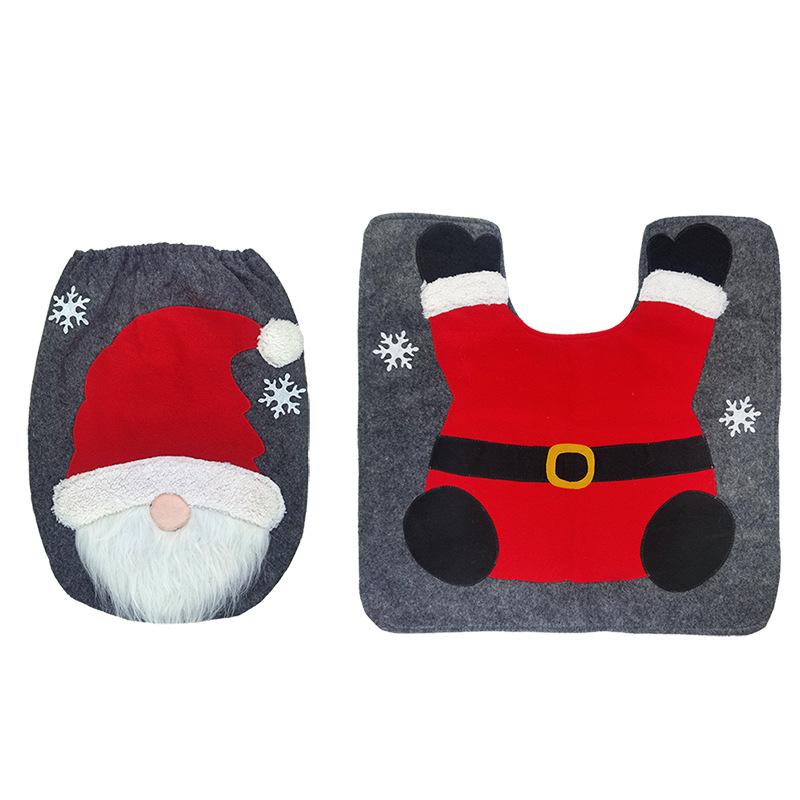 

New Christmas Decorative Supplies Toilet Set Creative Bathroom Decoration Santa Claus Elk Snowman Two Piece Set Christmas Decor 1pc
