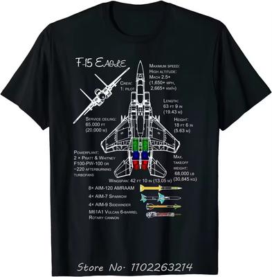 Amerikaanse F-15 Eagle Specs Militair Gevechtsvliegtuig Oversized T-shirt Casual Herenkleding Katoenen T-shirt Lente Mode Fitness T-shirt