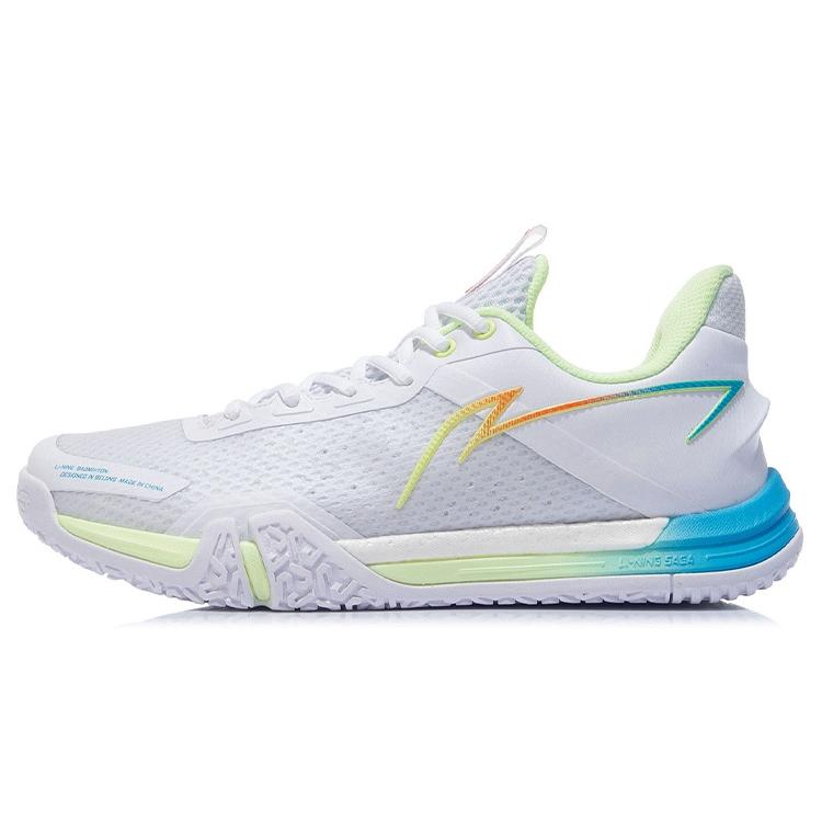 New LINING Badminton Shoes Unisex Low Top Standard White/Yellow/Blue AYZS014-2