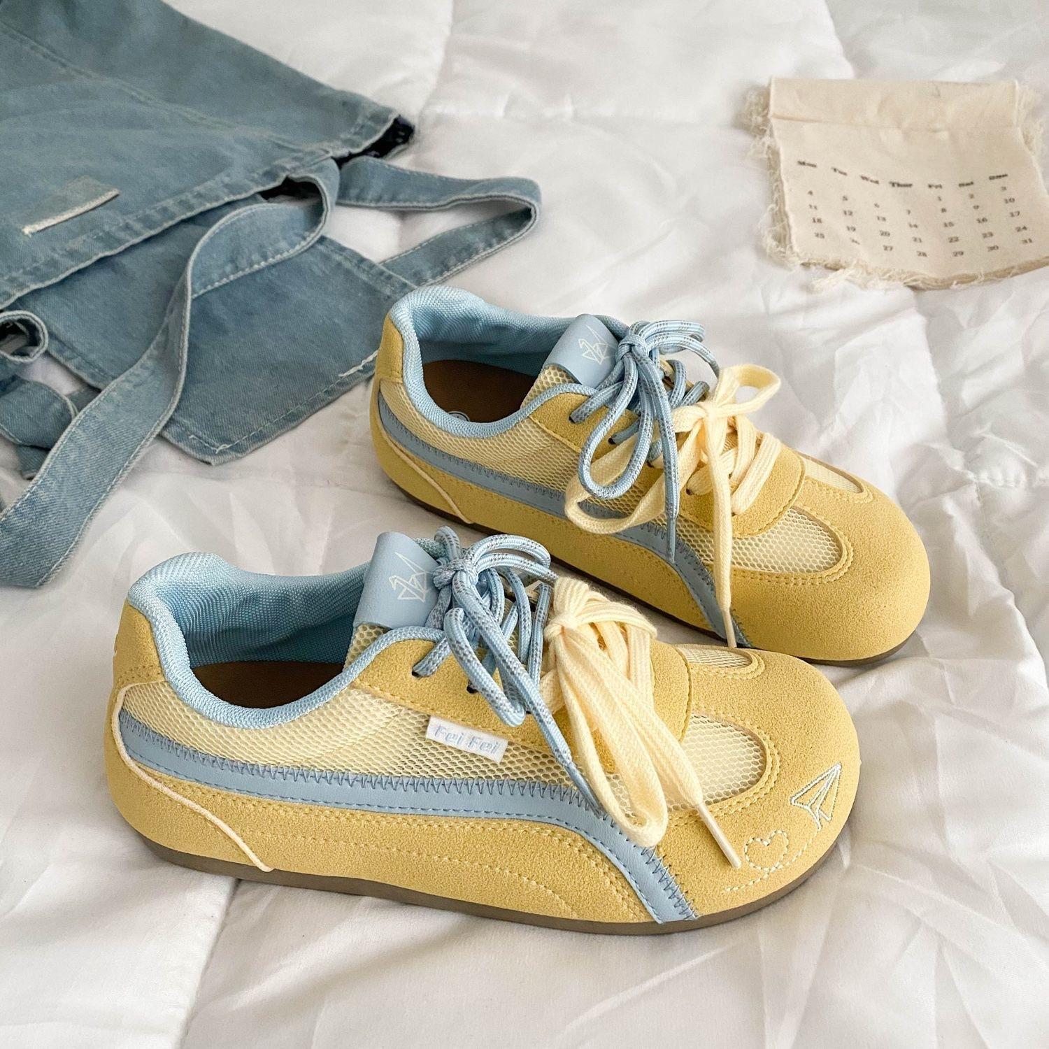 Нескользящая обувь - Новый стиль, Дышащая обувь на платформе, Ретро повседневная обувь 35 жёлтый