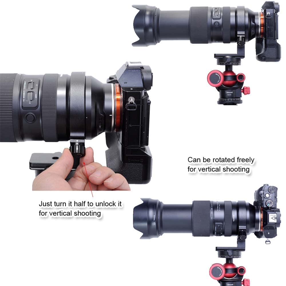 iShoot Metal Lens Support Lens Bracket Tripod Camera Tripod Mount Compatible with Tamron Di III VXD Quick Release Plate with Thread Compatible with