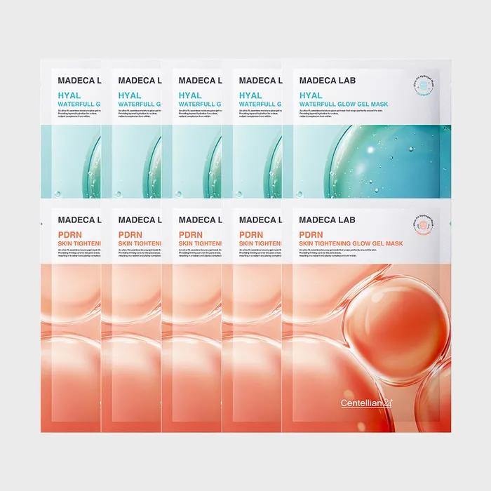 Madeca Lab Hyal Waterful Glow Gel Mask Pack (5 Sheets) + PDRN Skin Tightening Glow Gel Mask Pack (5 Sheets)