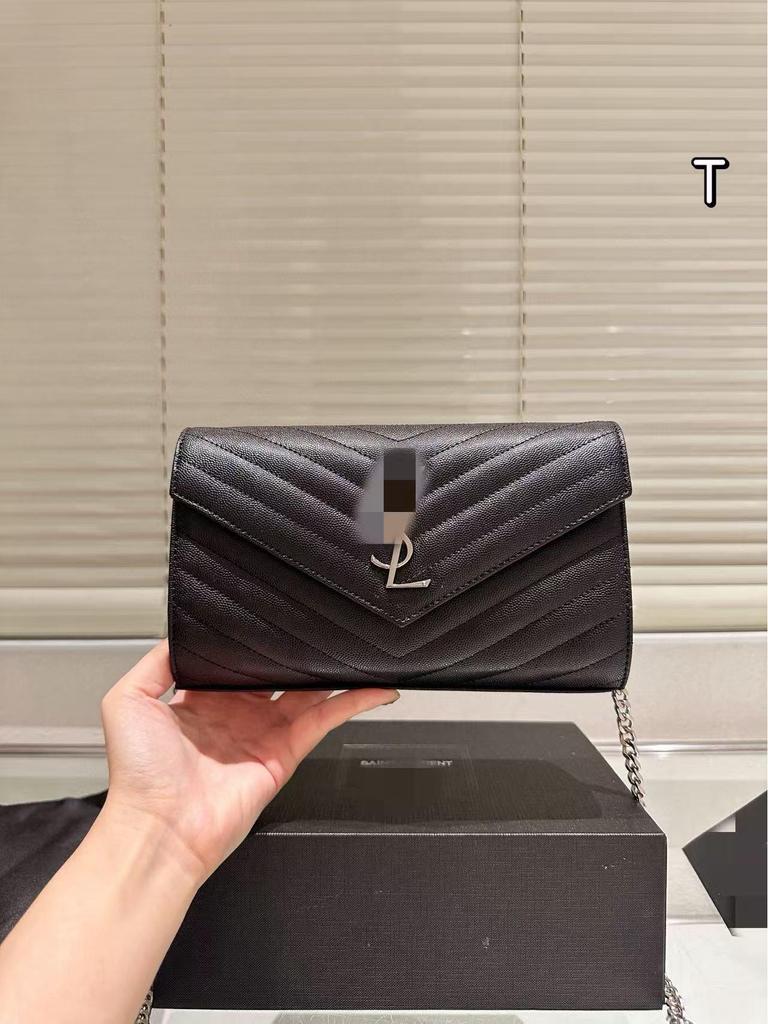 YSL Classic Diamond Envelope Bag: Versatile Women's Caviar Leather Crossbody with Ball Grain Design.