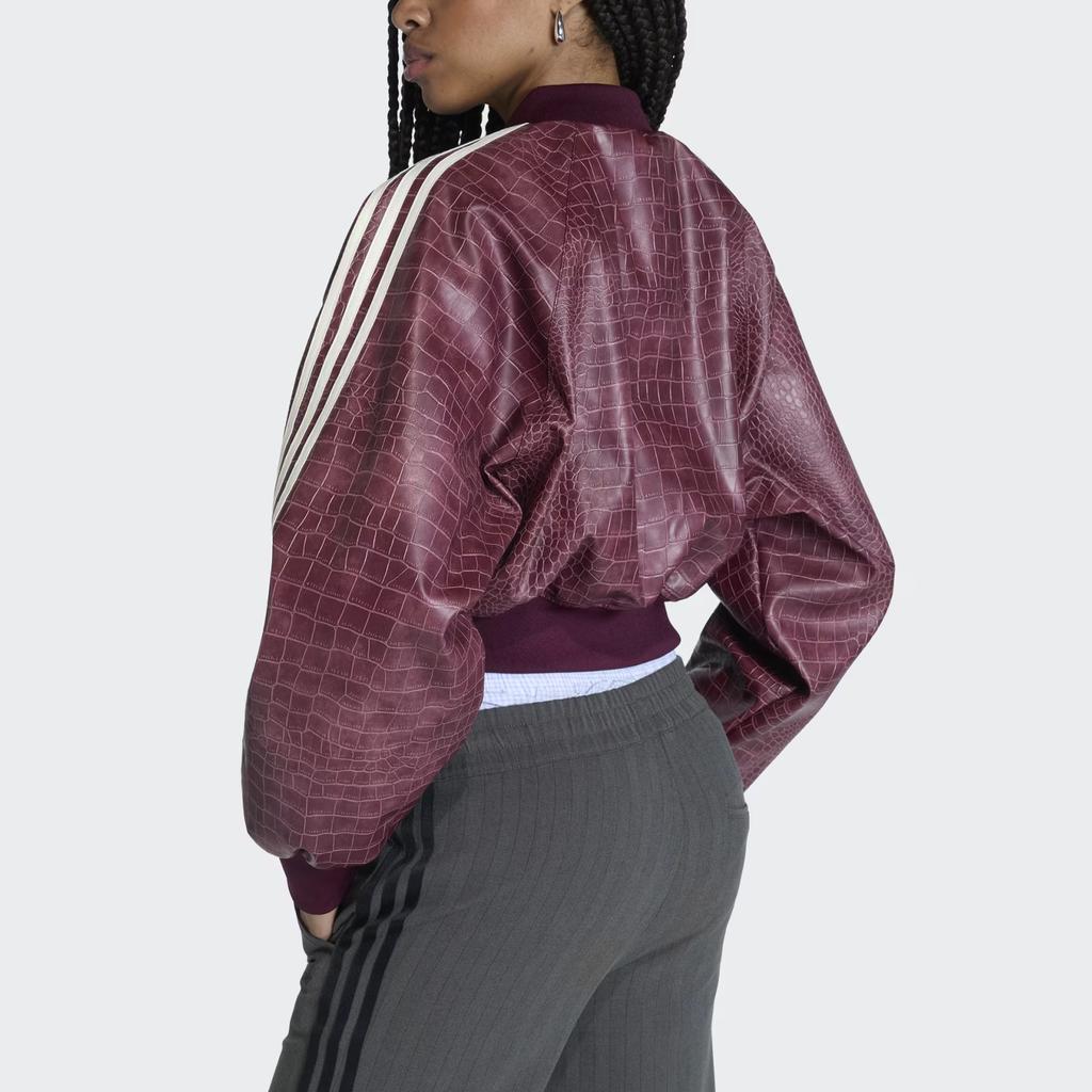 Adidas Originals Pleather Loose Fit Zip Long Sleeve Jacket Women jackets KD8792