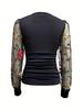 Women's Floral Lace Ruched T-Shirt Top