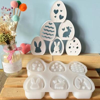 Easter Bunny Silicone Mold Set 6-Cavity DIY Easter Crafts Mold Easy Release Reusable Resin Candle Making Mold