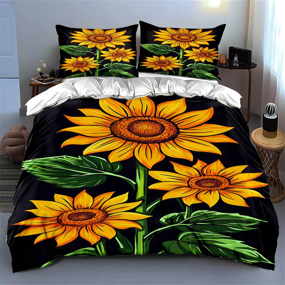Bright sunflower motif. Bedding Duvet cover sets Duvet covers Pillowcases gifts (1 * Duvet Cover 2 * Pillowcases, without duvet insert)