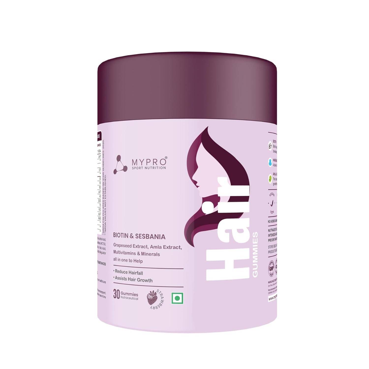 Жевательные конфеты для здоровья волос (30 шт), Hair Gummies Biotin & Sesbania, Mypro Sport Nutrition