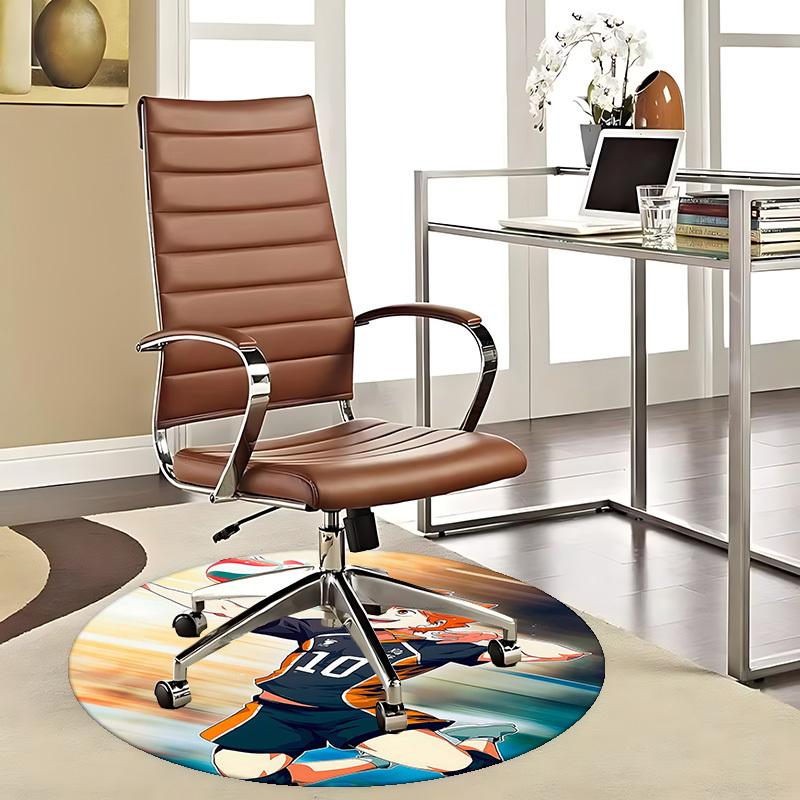 1pc Haikyuu Kageyama Tobio Volleyball Anime Design Round Carpet - Office Chair Mat