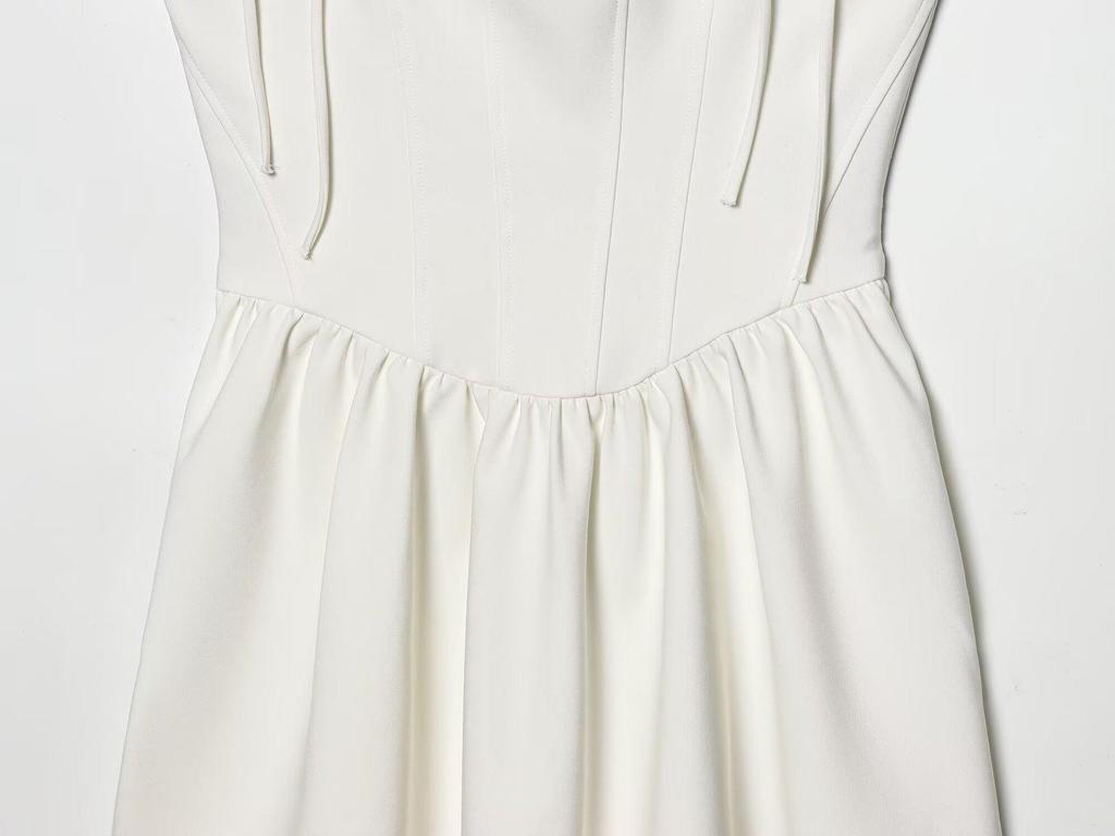 French Hepburn-Style Spaghetti Strap White Mini Dress for Women - Ideal for Beach Vacations 2026