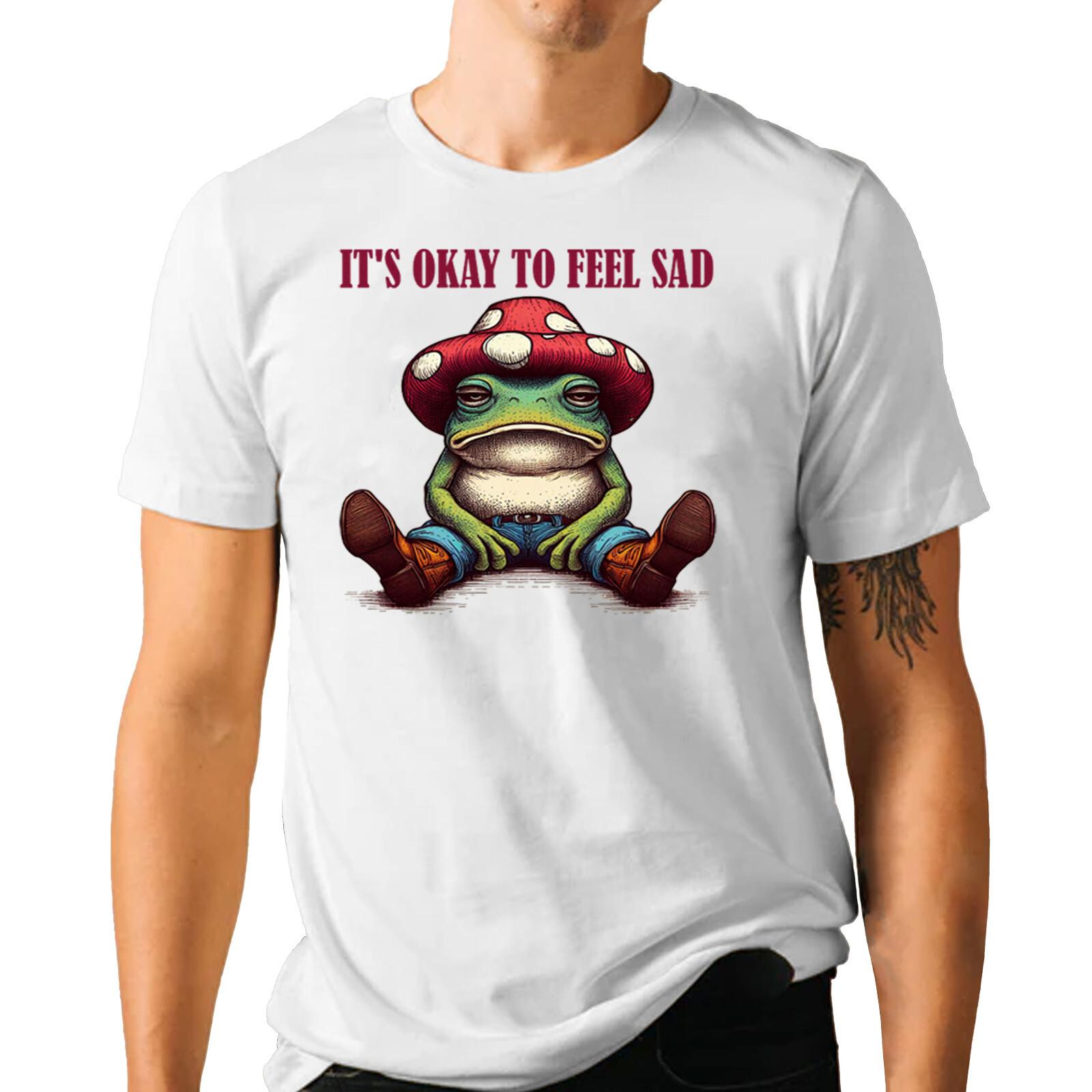 Its Okay to Feel Sad Frog T-shirt Retro Funny Novelty Graphic Tee S