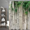 Soothing Bamboo Forest Shower Curtain for a Zen Bathroom, Featuring Realistic Bamboo Stalks and Leaves On a Neutral