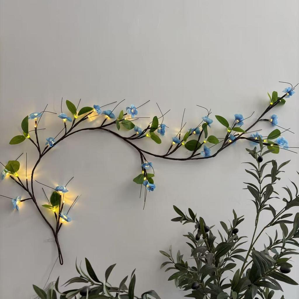 Bendable LED Rattan String Lights with Butterflies & Leaves for Wall Decoration