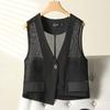 Breathable and Comfortable V-neck Mesh Vest, Short Sleeveless Jacket for Women's Summer Fashion