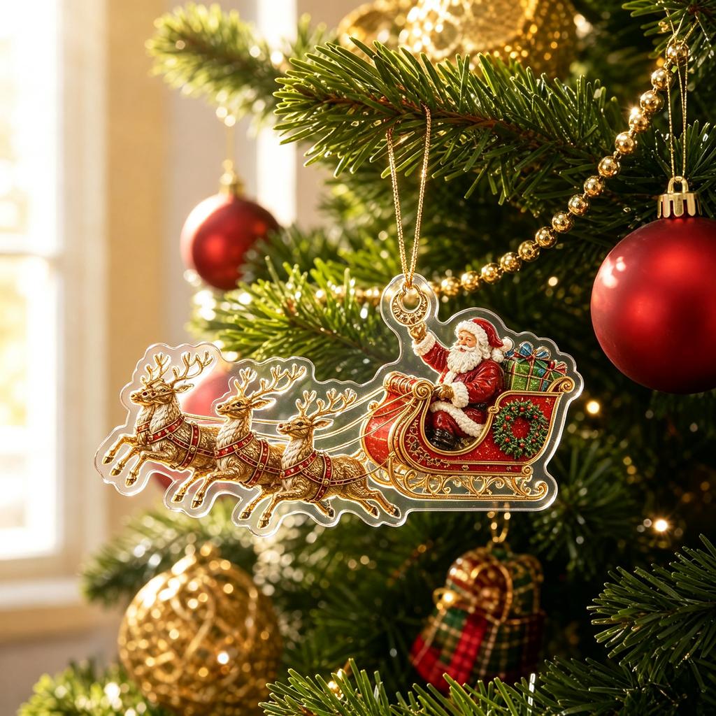 2D Acrylic Flat Hanging Ornament for Christmas Tree, Home Decor and Holiday Party