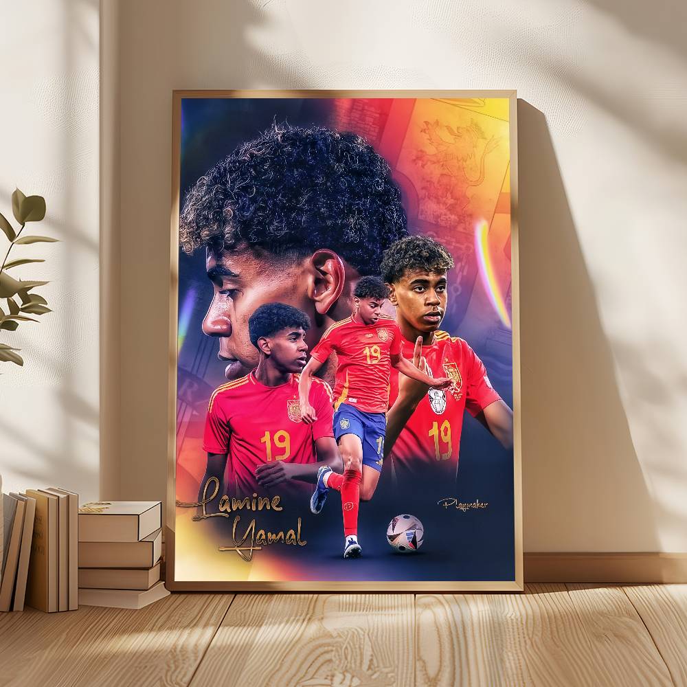 Fútbol L-Lamine Deportes Y-Yamal Póster Genial Sala de Estar Dormitorio Bar Cafeterías Pared Hogar Decoración Regalos