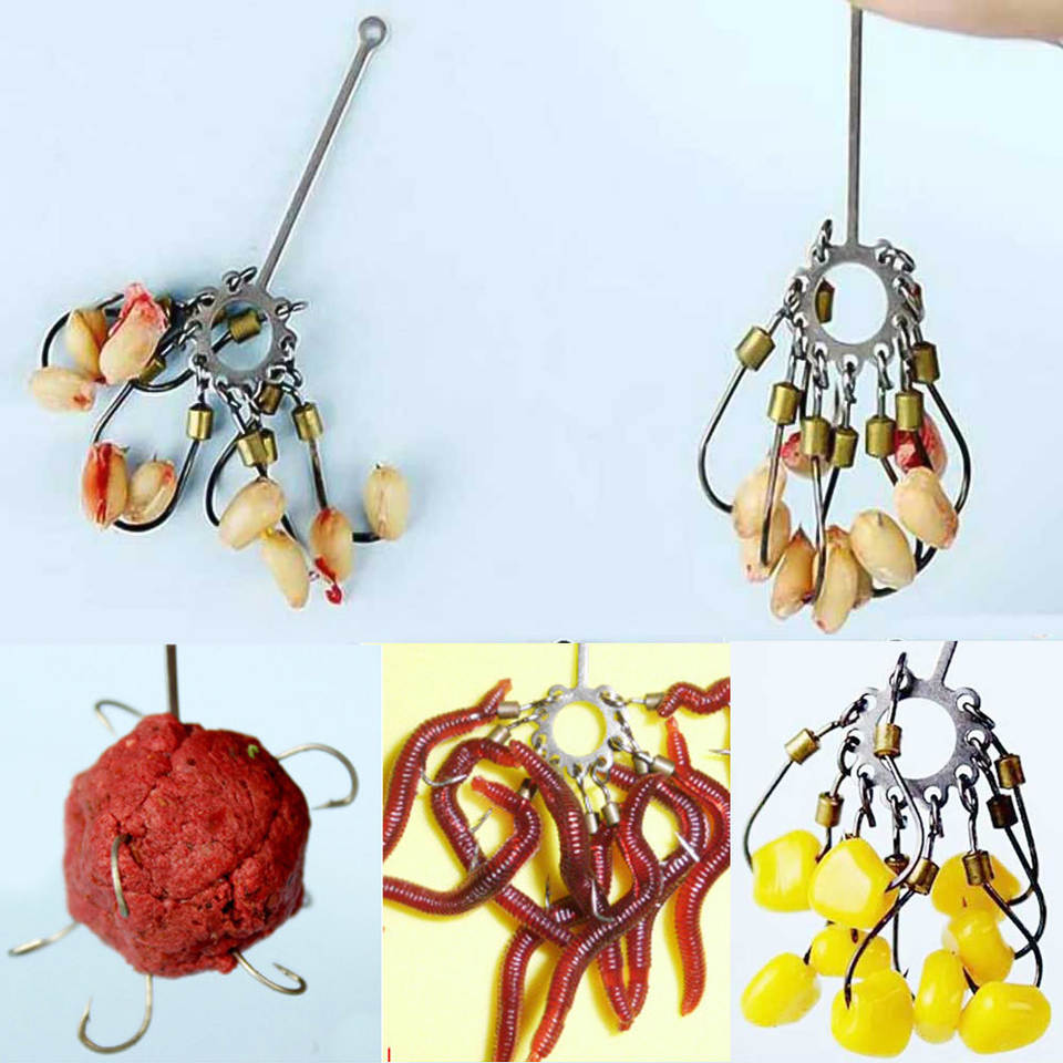 Carp Bait Fishhooks High Carbon Steel Sharp Explosion Hook Tackle Jig Hooks Set Carp Fishing Multi Hook Accessories #6 #8 With Hose Carbon Steel