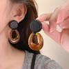Caramel Color Smudged Disc Resin Earrings Women's Retro Light Luxury Exaggerated Personality Unique Exquisite Earrings Earrings