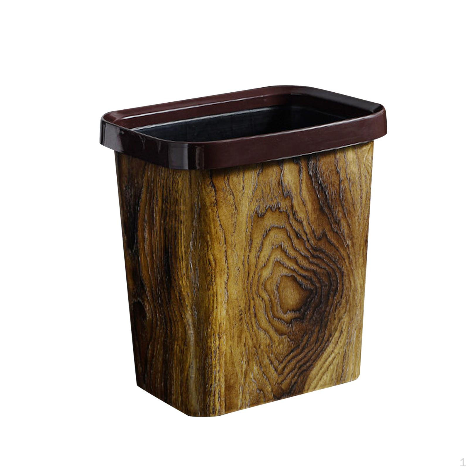 

Decorative Waste Container with Wood Grain Finish for Office And Home 13L