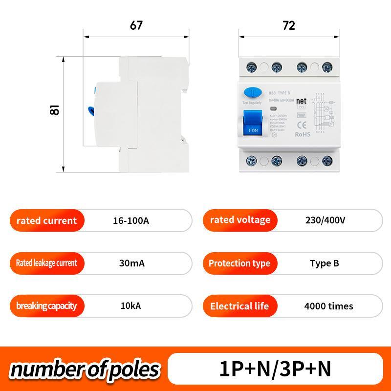 100A Type B Residual Current Device for Charging Pile: DC Leakage Circuit Breaker