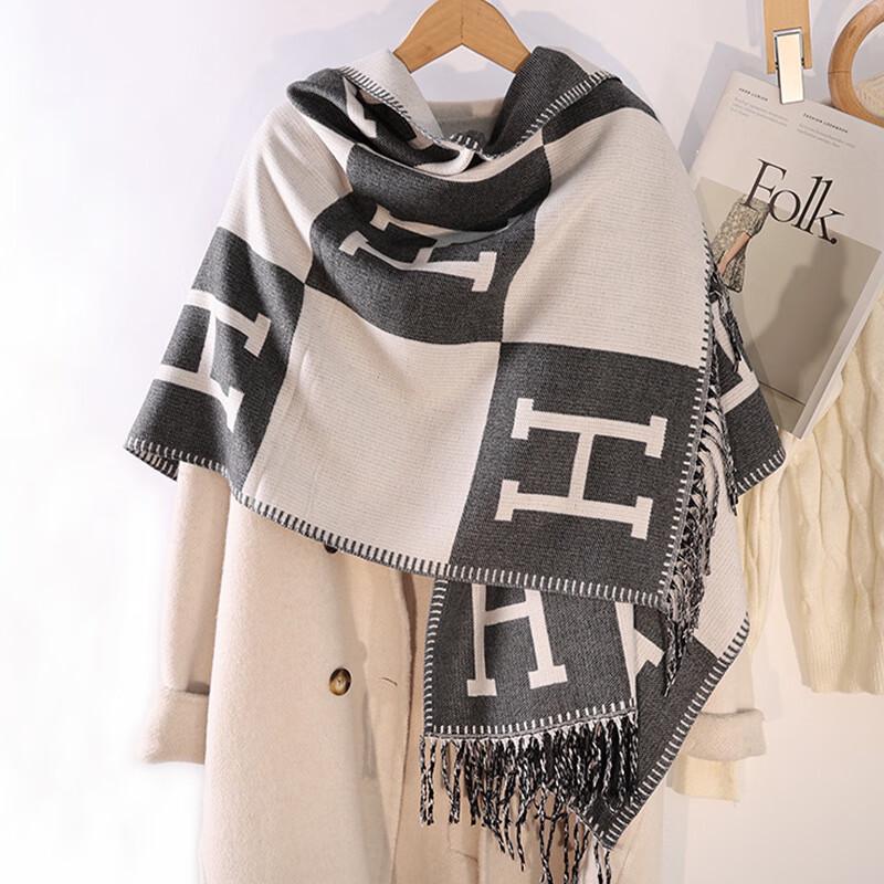 Liangsu Women s Double-Sided Letter Core-Spun Scarf