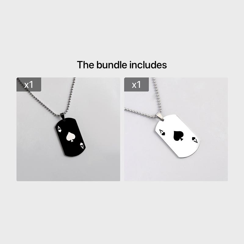 European and American fashion Stainless Steel necklace creative playing cards Ace of spades heart pendant Men's sweater chain jewelry
