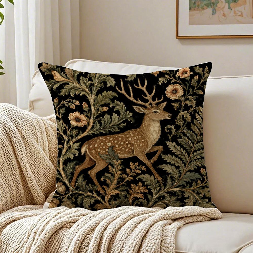 Boho Woodland Accent Animal Pillow Case Breathable Organic Short Plush Cushion Covers Wrinkle-Resistant Soft Durable
