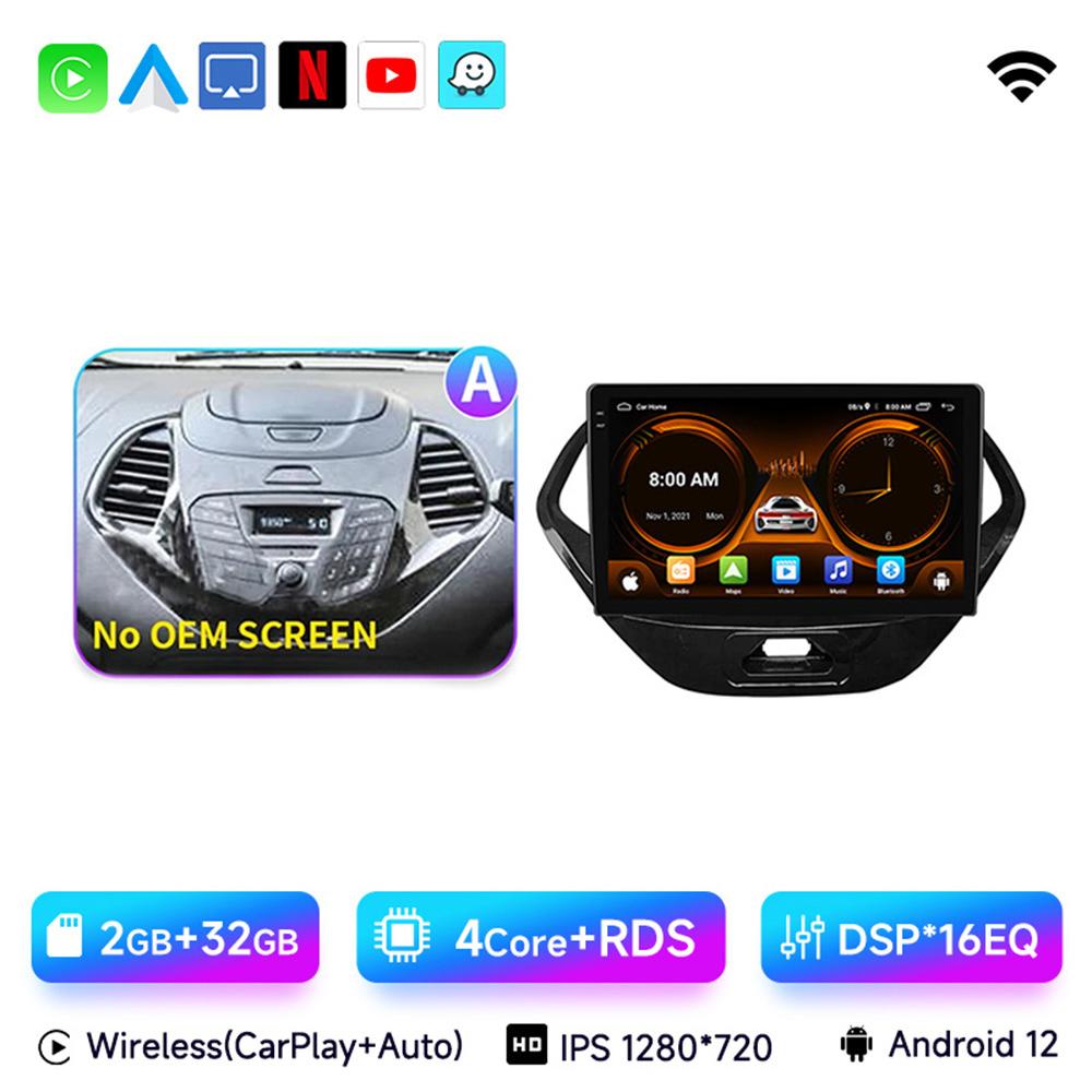 9" Car Radio For Ford FIGO 2015-2018 Android12 GPS Navigation Auto Multimedia Player Wireless Carplay Rear Camera 360 WIFI BT 4G