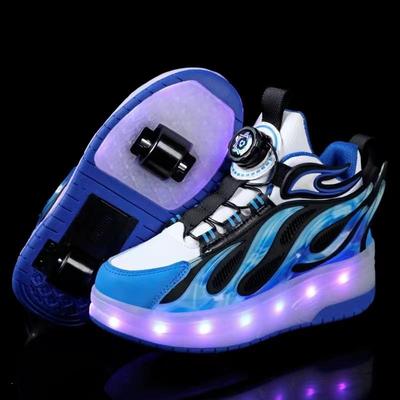 Dětské dvoukolečkové otočné tlačítko LED dobíjecí svítící kolečkové brusle dvouřadé boty Heelys kolečkové brusle boty