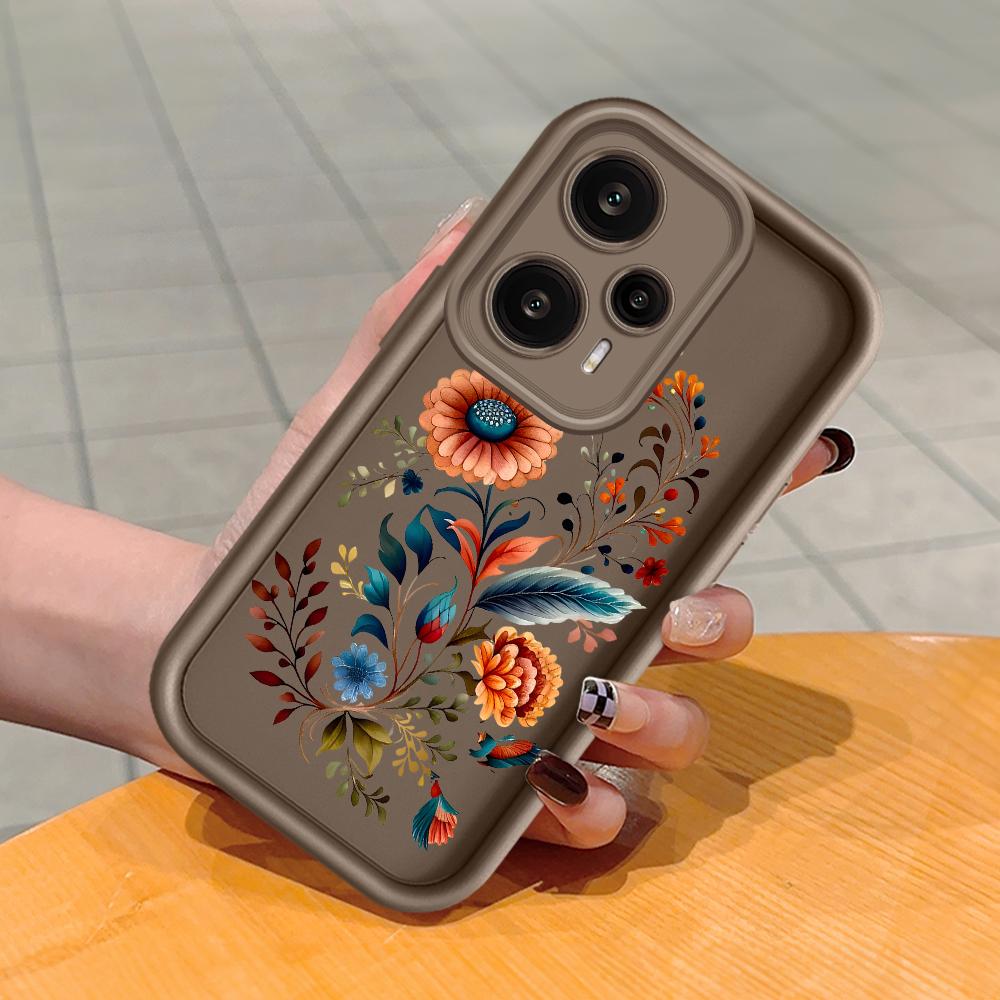 

Мягкий силиконовый квадратный чехол с рисунком лестницы для телефона, полное покрытие, противоударный защитный резиновый чехол для камеры для Xiaomi Redmi Redmi 12 коричневый