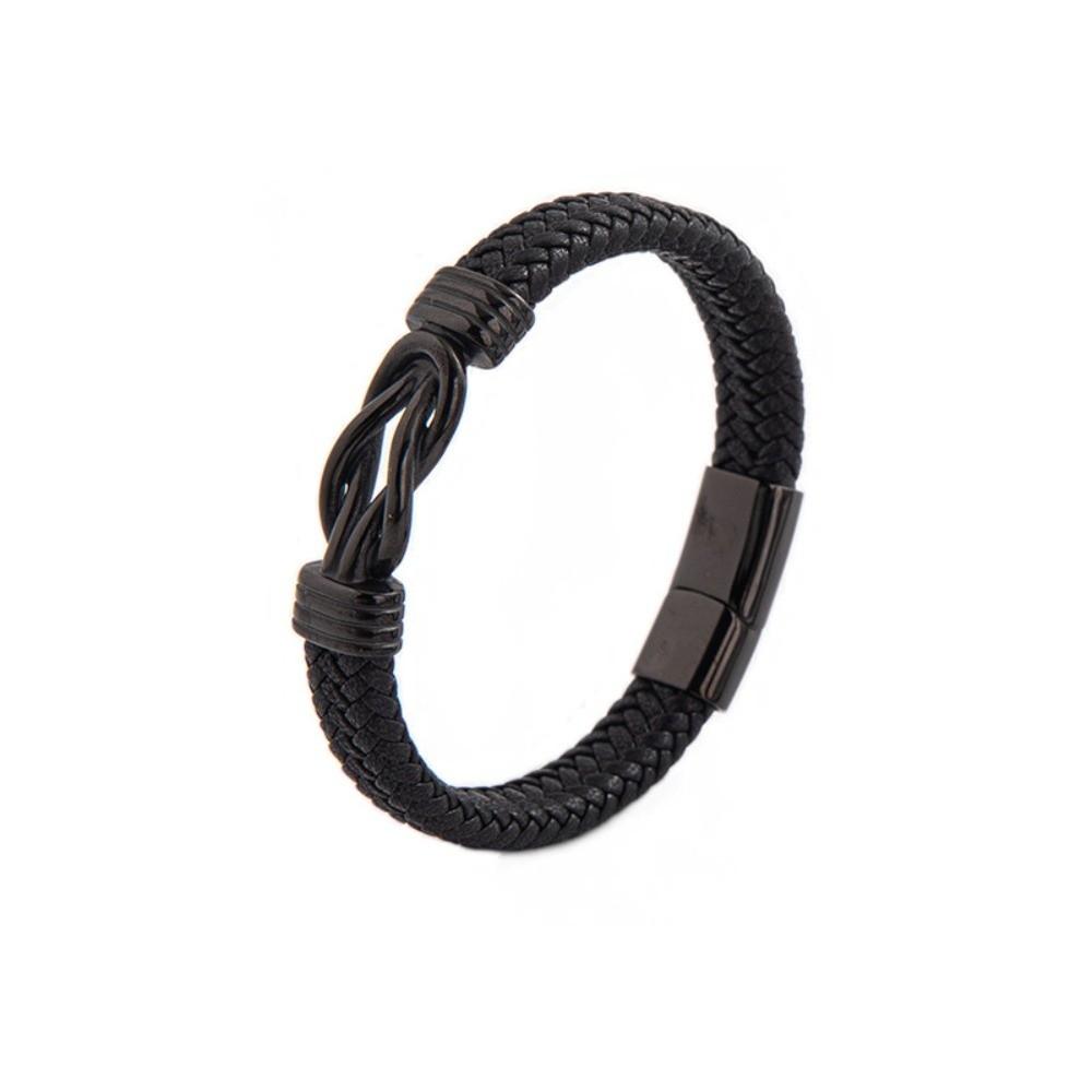 Multi-Strand Braiding Men's Figure-Eight Leather Bracelet Professional Office Accessory