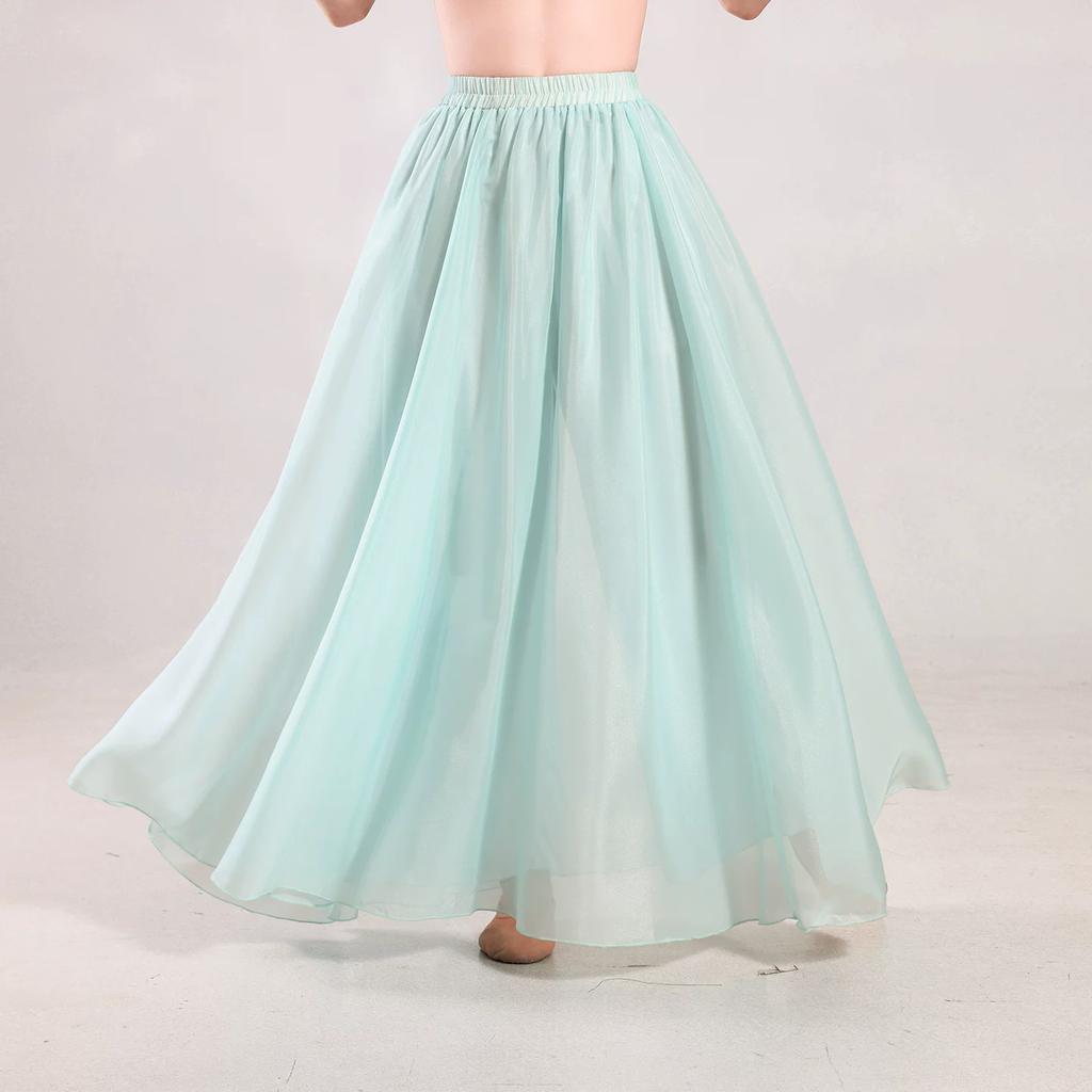 Women's Chinese Classical Dance Lotus Print Halter Costume, Flowy Chiffon Skirt For Umbrella Dance Performance & Practice