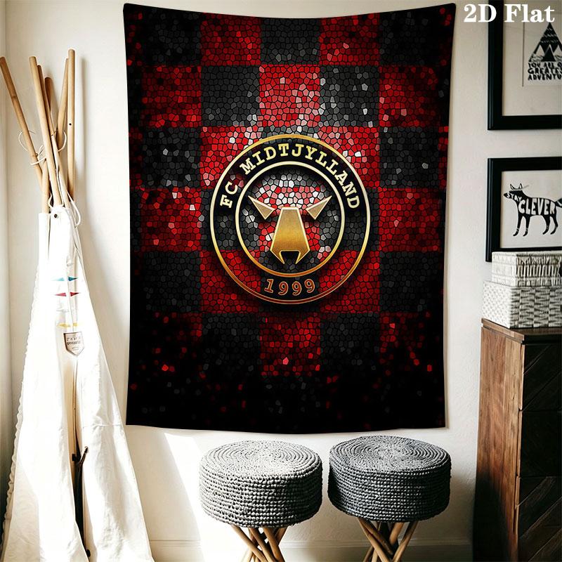 FC Midtjylland Wall Hanging Printed Fabric Blanket Decorative Tapestries for Bedroom Living Room Home Decor