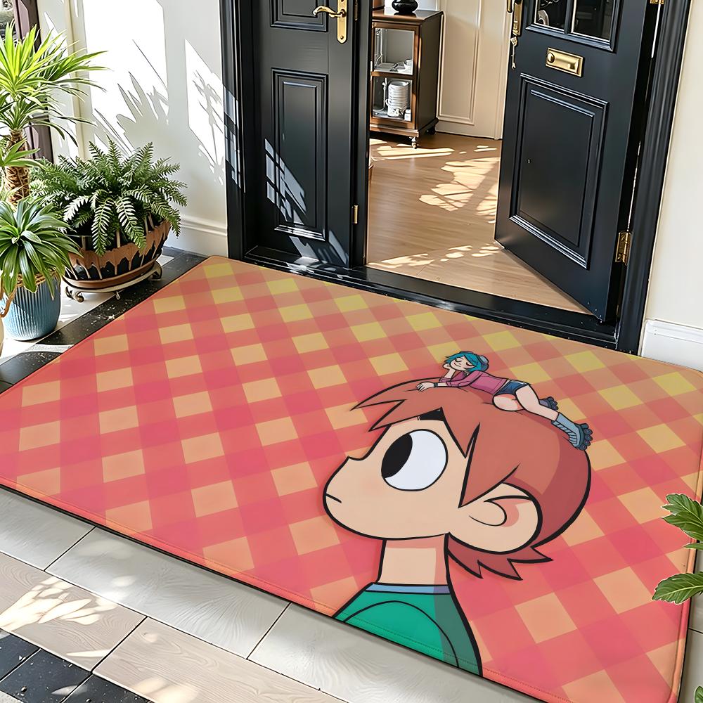 Character S-Scott P-Pilgrim Floor Mat Soft Flannel Floor Mat Suitable for Entryways, Living Rooms, Bedrooms, and Bathrooms