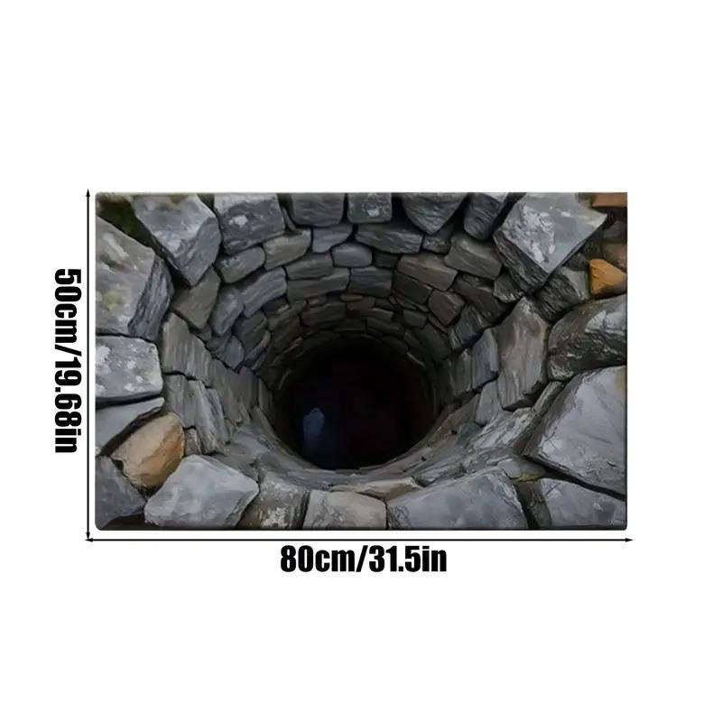 VIKAMA 3D Carpet Optical Illusion Decoration Door Mat Bedroom Living Room Bathroom 3D Illusion Hole Carpet Home Decoration