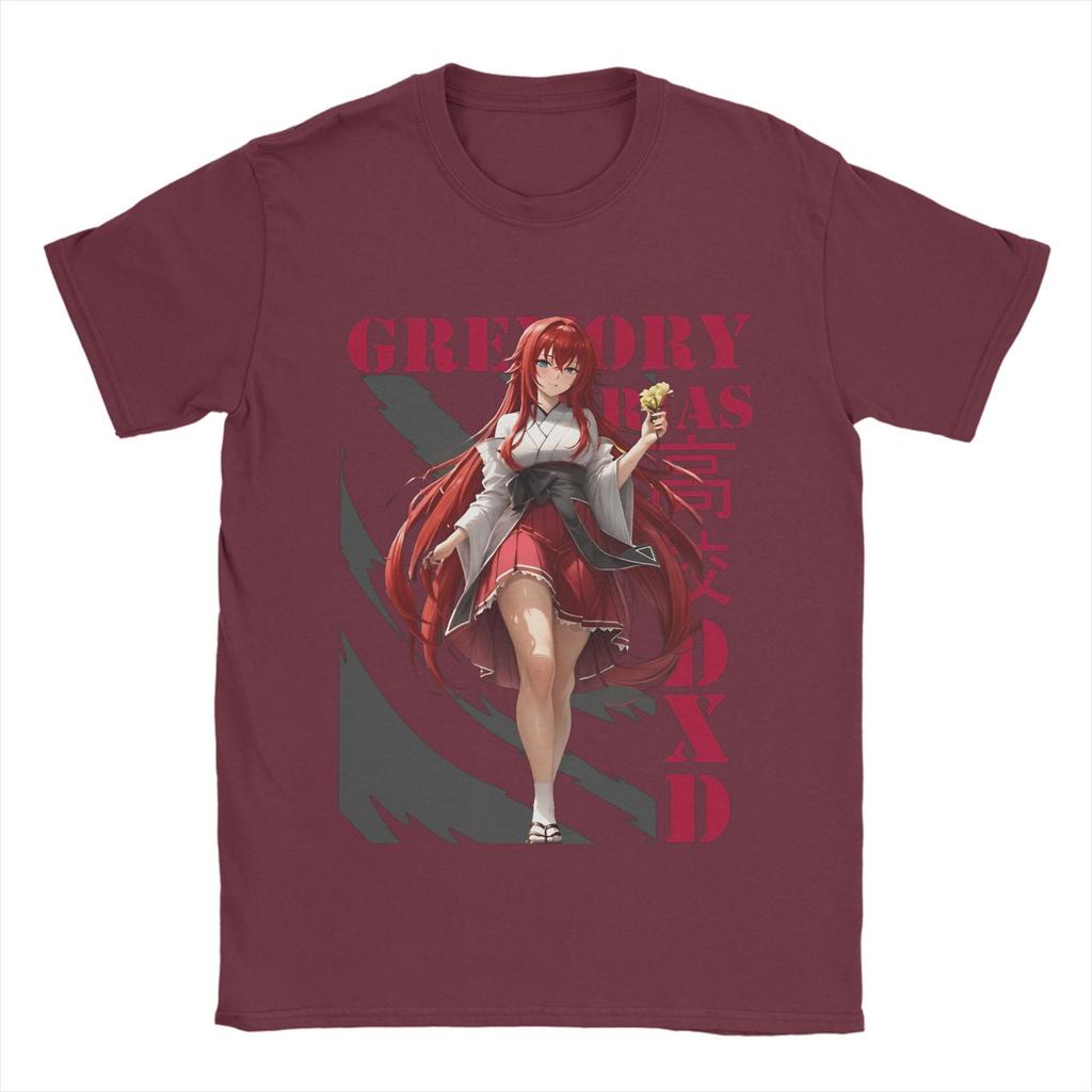 Rias Gremory DxD T Shirts Men's  100% Cotton Vintage T-Shirt Round Collar  Tee Shirt Short Sleeve Clothing Original