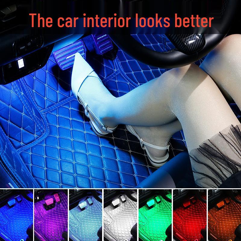 USB RGB LED Car Interior Ambient Light with Music Rhythm & Seven-Color Footwell Effects