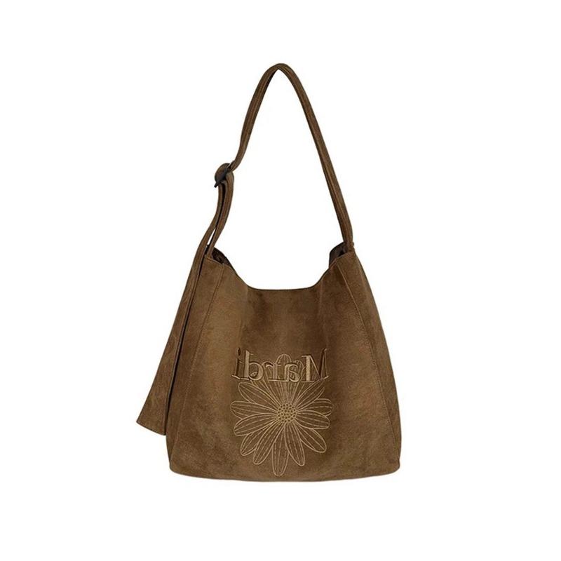 Embroidered Tote Bag with Large Capacity, Casual Letter-style, Commuter Single Shoulder Crossbody Bag