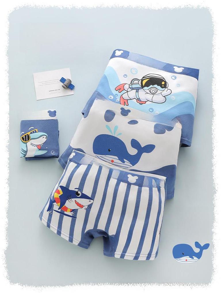 Boys' Combed Cotton Boxer Briefs - Kids' Underwear Shorts