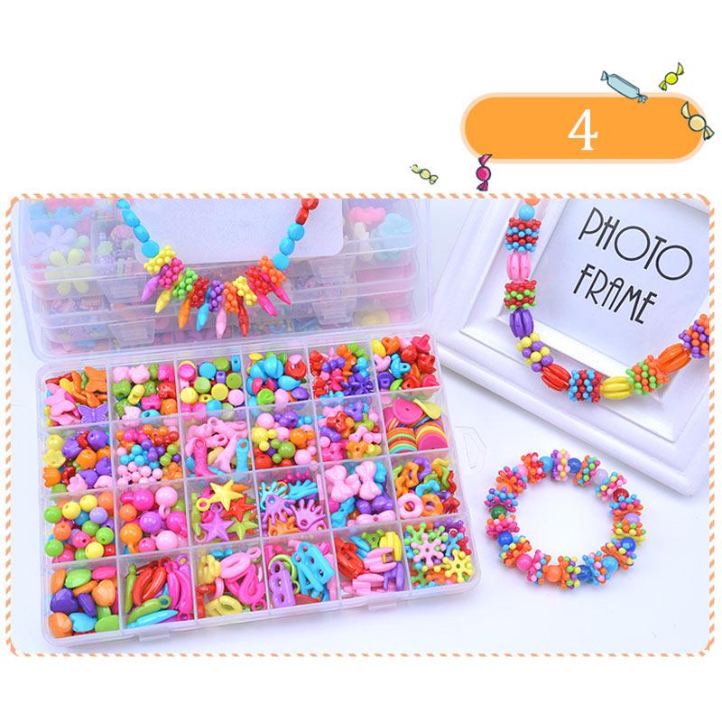 Children Amblyopia Candy Colors DIY Wear Beads For Bracelet Kids Toys Geometric Shape Personalized Jigsaw Puzzle