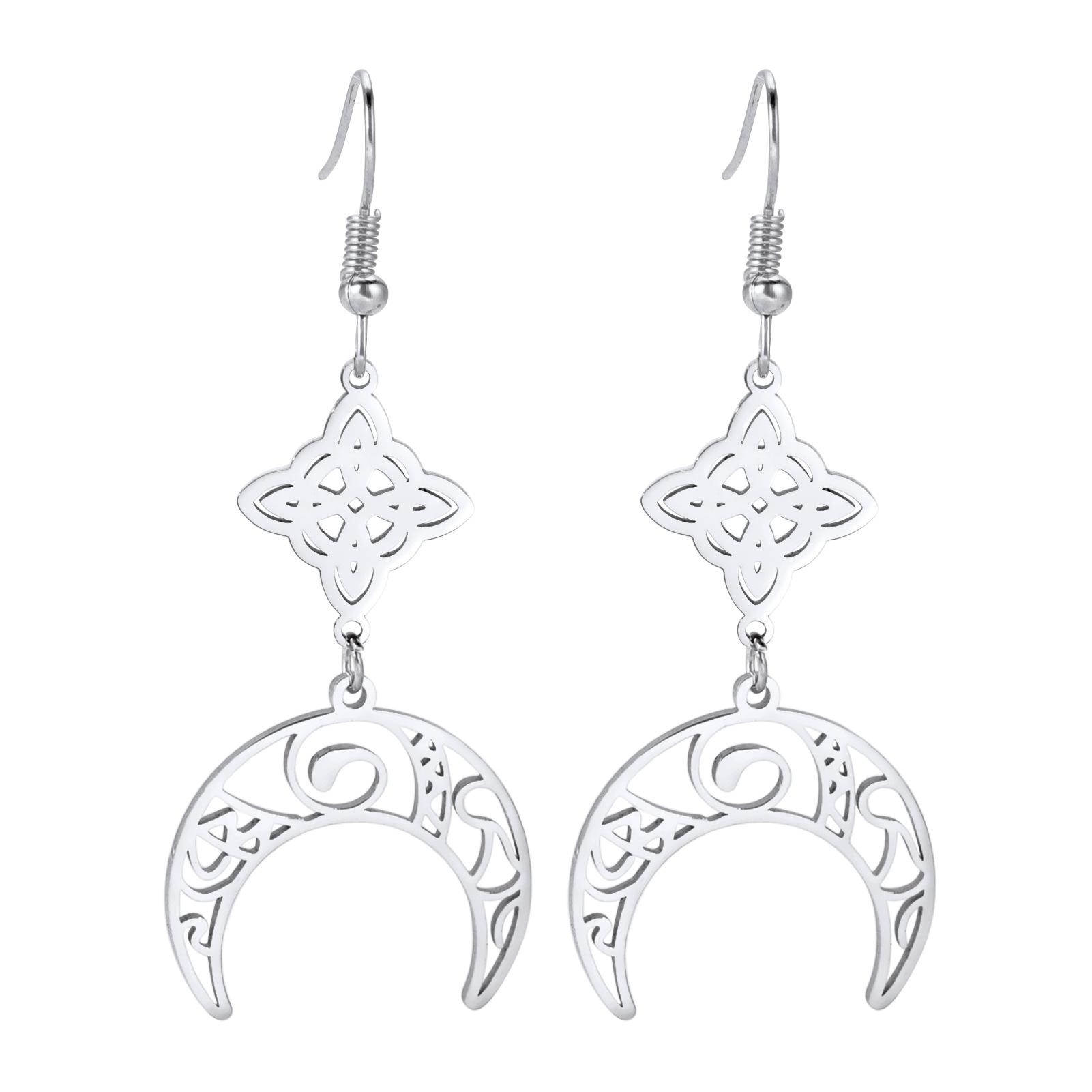 

Fashion Long Hollow Moon Double Hole Tassel Earrings Simple Versatile Slimming Earrings