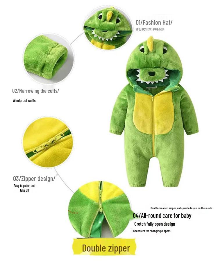 Pijama Onesie Calduroasă din Flanel pentru Bebeluși Nou-Născuți - Toamnă/Primăvară