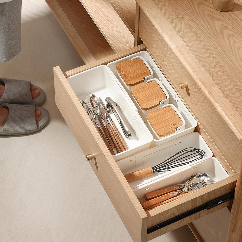 Retractable Desktop Snack & Sundry Organizer - Right Angle Kitchen Storage Drawer Box