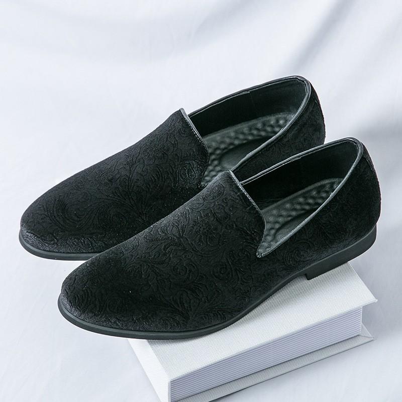 Mens Slip-On Loafer Shoes Casual Oxford Style Pointed Toe PU Leather Low Heel Rubber Sole