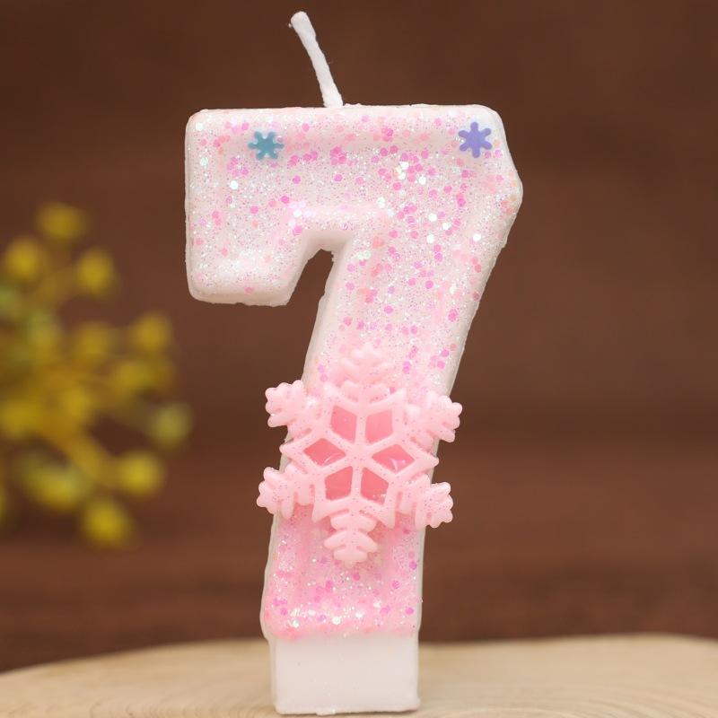 Handmade Pink Snowflake Digital Birthday Candle New Creative Cake Birthday Party Candle