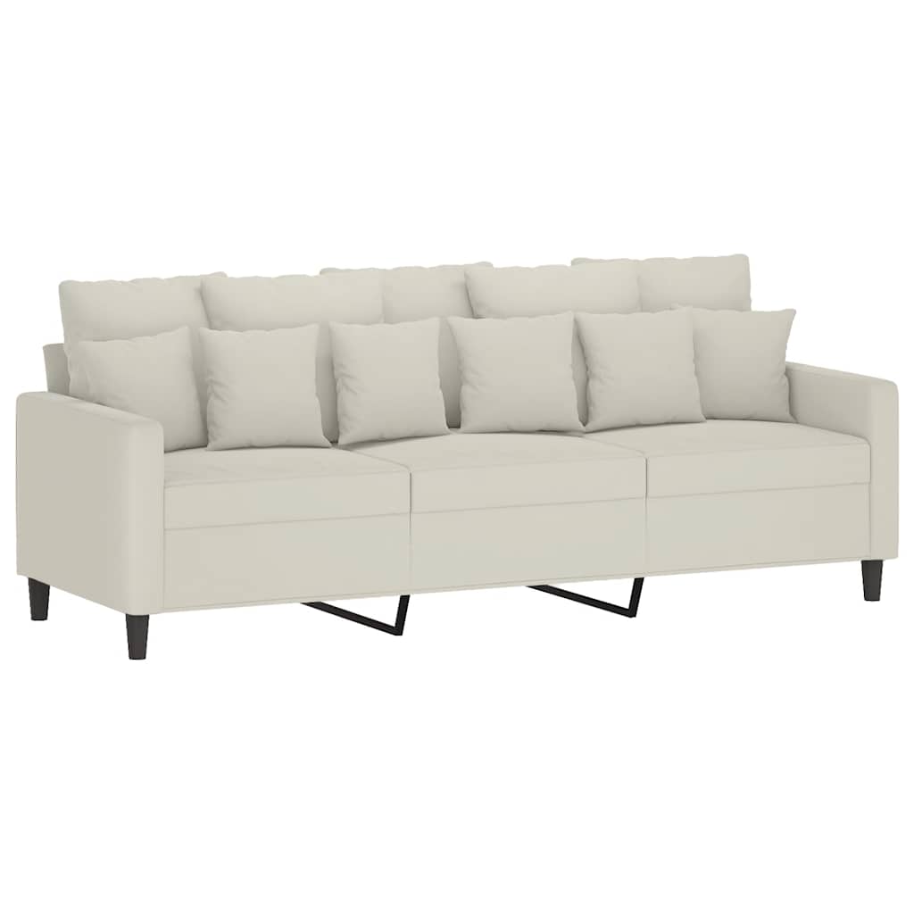 3 Seater Cream Sofa 180 Cm Velvet