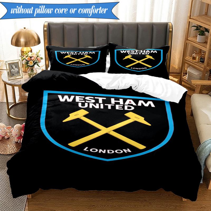 Football Club Emblem 3pcs K-pop music group Bedding set,Ideal for Bedroom, Dormitory,Including Duvet Cover And 2pcs Pillowcases,Fan gifts