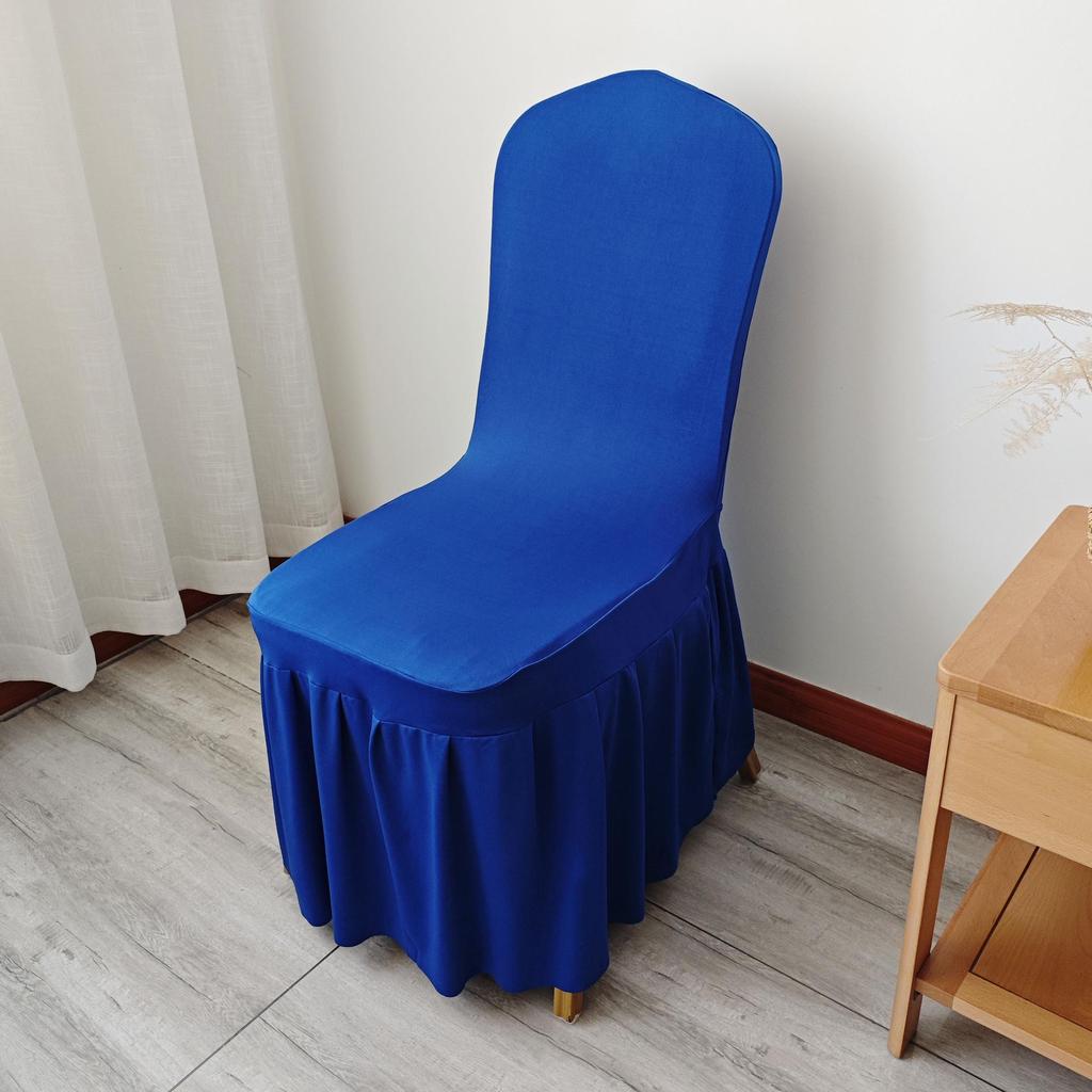 Universal Elastic White Skirt Chair Cover for Weddings & Banquets