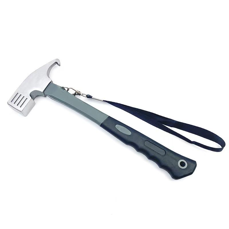 

Portable Carbon Steel Camping Tent Hammer - Multifunction Tool for Peg Stake Puller, Mallet, Awning Canopy Remover & Extractor серебряный