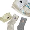 Autumn Ab Side Embroidery Animal Bow Cartoon Cotton Socks Dot Gauze Pile Socks Women'S Socks
